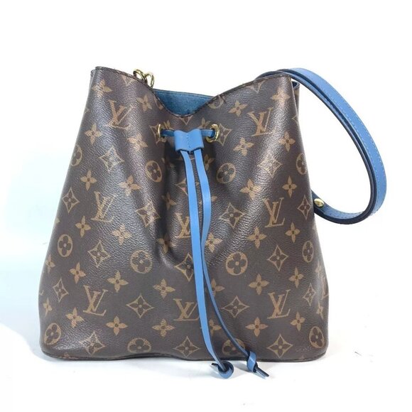 LOUIS VUITTON  Monogram Neonoe Bucket type Shoulder Bag Brown x blue - Picture 1 of 15